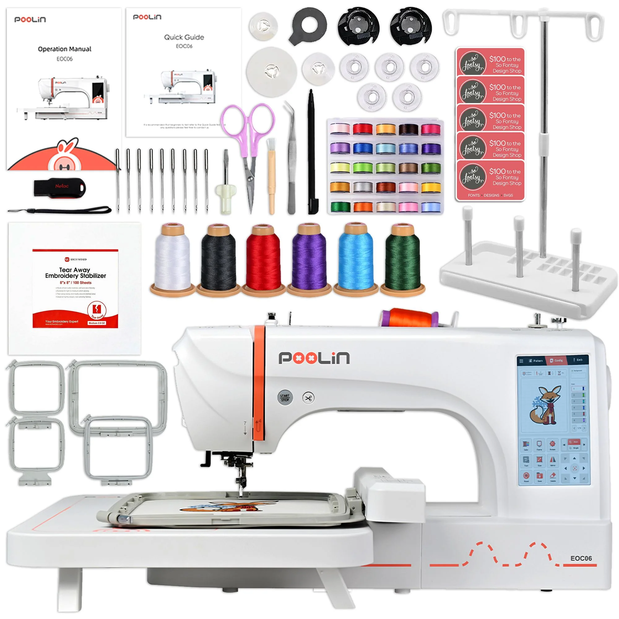 REFURBISHED POOLIN EOC06 7.9in x 11in Computerized Embroidery Machine Questions & Answers