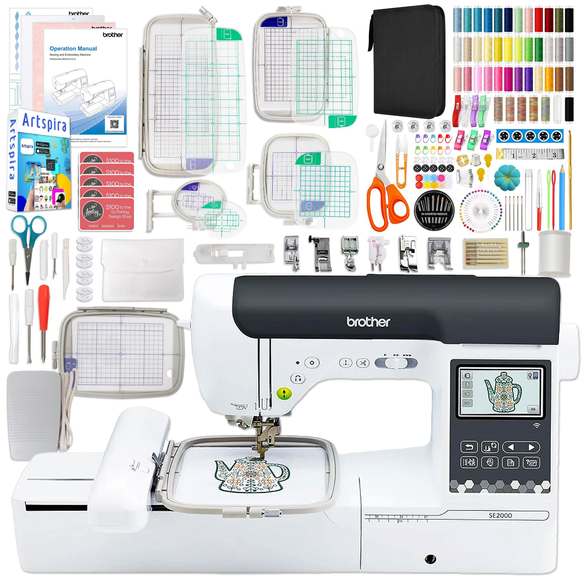 Brother SE2000 Embroidery & Sewing Machine with Deluxe Hoop Bundle Questions & Answers