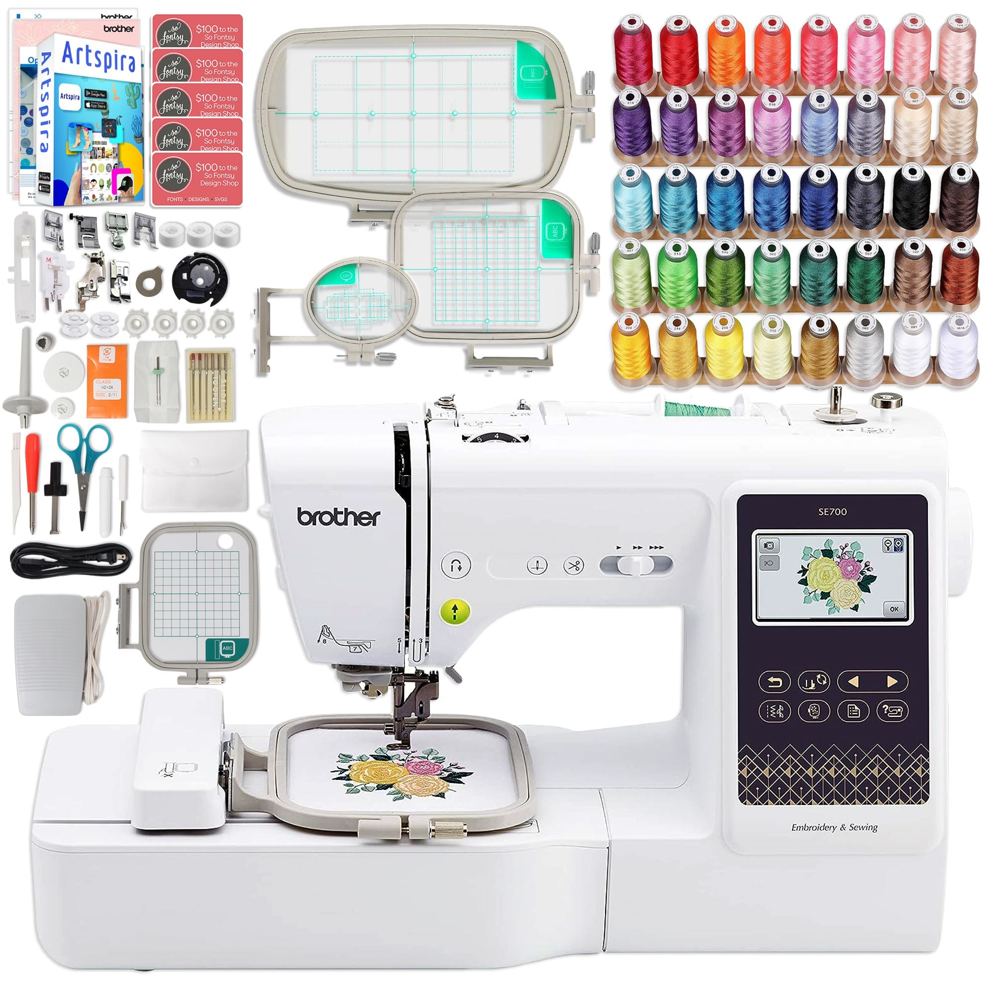 Will the Brother SE700 embroider 5x7?