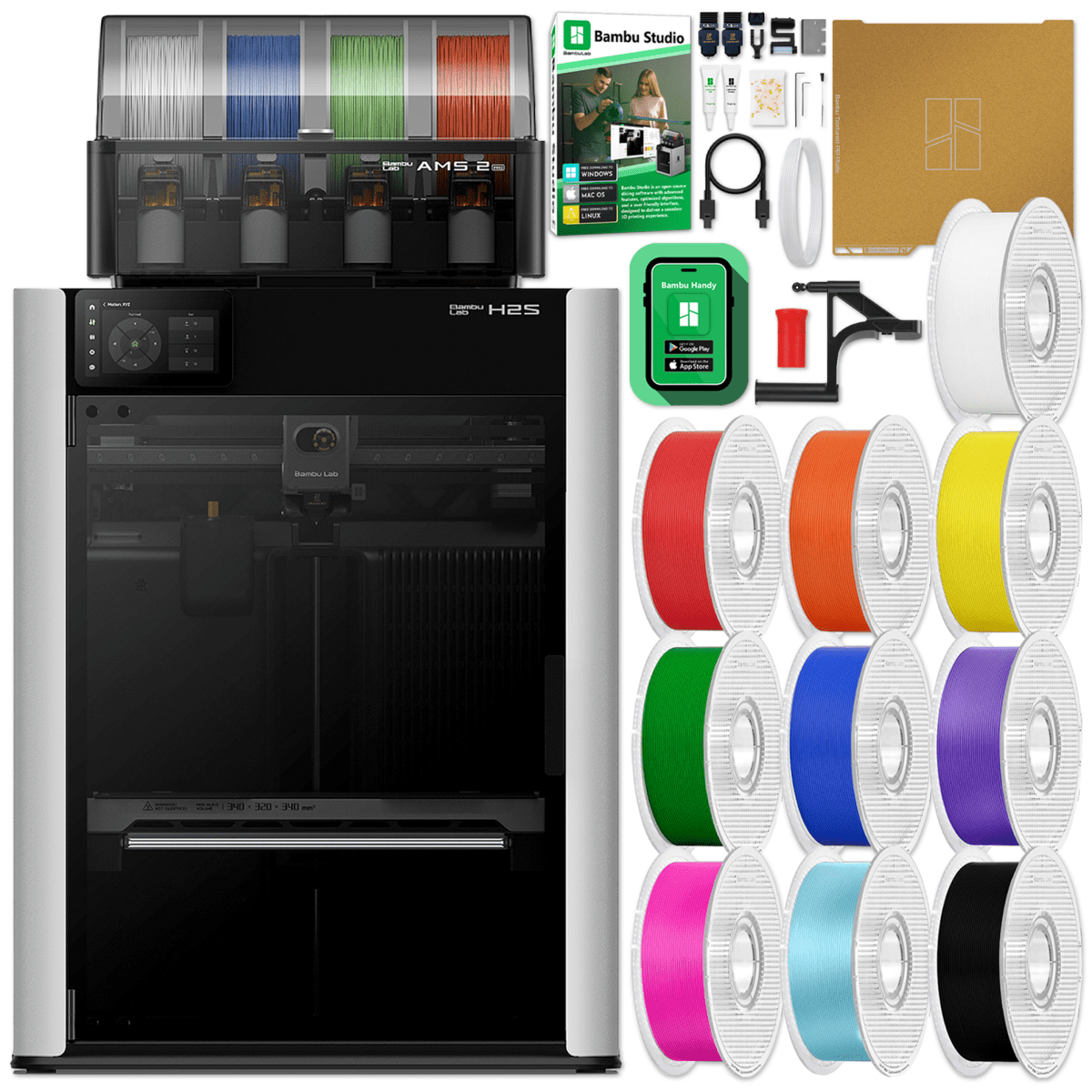 Bambu Lab H2S 3D Printer Bundle with Filament & AMS 2 PRO System Questions & Answers