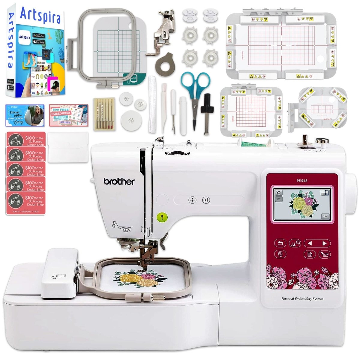 Brother PE545 Embroidery Machine with Magnetic Hoop Set & Thread Questions & Answers