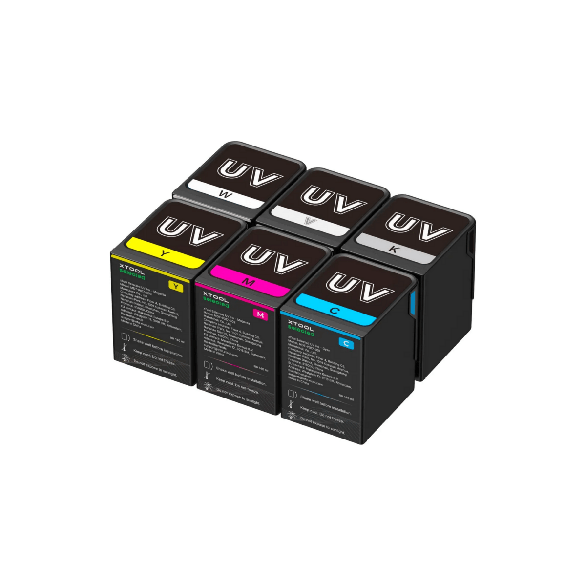 xTool Omni UV Ink Refill Set – CMYK + White & Varnish (125 ml cartridges) Questions & Answers