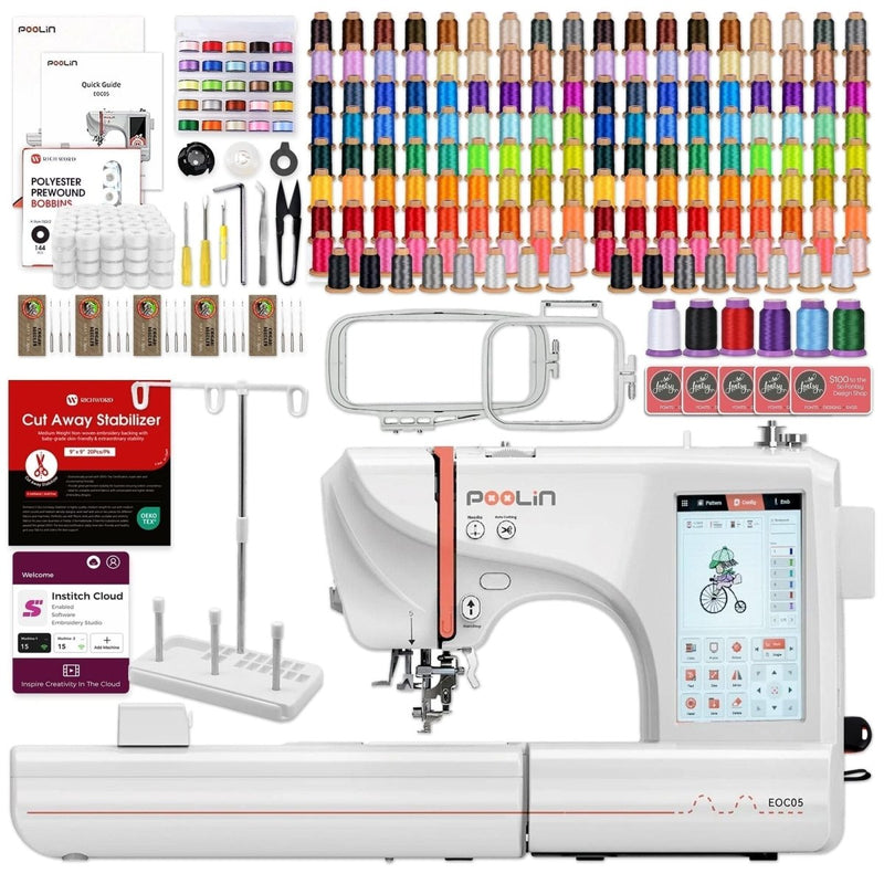 Poolin EOC05 4in x 9.2in Computerized Embroidery Machine Bundles