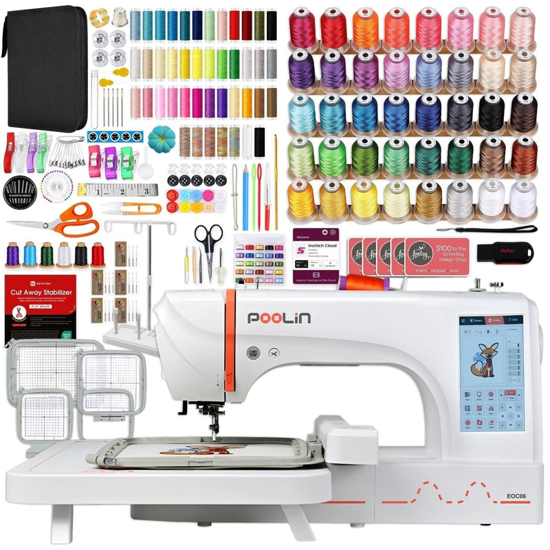Poolin EOC06 7.9in x 11in Computerized Embroidery Machine Bundles