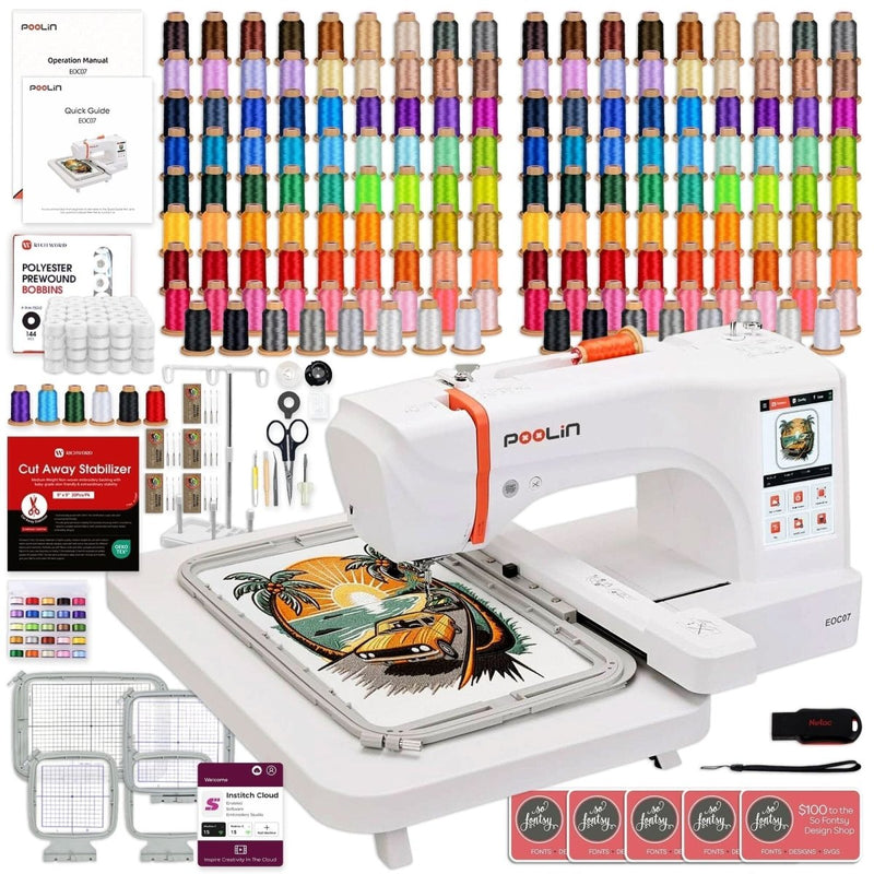 POOLIN EOC07 7.9in x 15in Computerized Embroidery Machine Bundles & Accessories