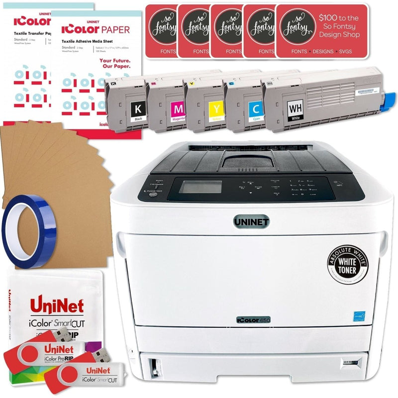 UniNET iCOLOR 650 White Toner Transfer Printer Bundles