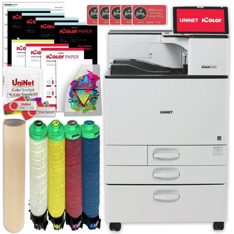 UNINET iCOLOR 800W & Pro White Toner Transfer Production Printers