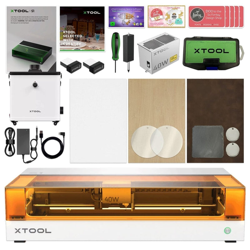 xTool S1 Craft Laser Cutter & Engraver Machine Bundles - White