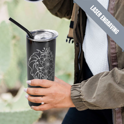 20oz Color Powder Coated Stainless Steel Skinny Tumbler - Black ProSub 