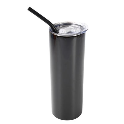 20oz Color Powder Coated Stainless Steel Skinny Tumbler - Black Swing Design 