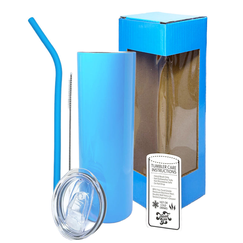 20oz Color Powder Coated Stainless Steel Skinny Tumbler - Blue ProSub Single - 1 Tumbler 