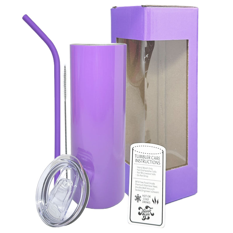 20oz Color Powder Coated Stainless Steel Skinny Tumbler - Purple ProSub Single - 1 Tumbler 