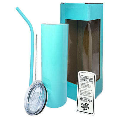 20oz Color Powder Coated Stainless Steel Skinny Tumbler - Teal ProSub Single - 1 Tumbler 