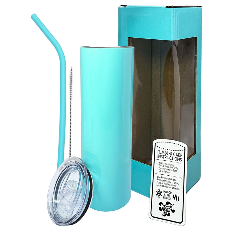 20oz Color Powder Coated Stainless Steel Skinny Tumbler - Teal ProSub Single - 1 Tumbler 