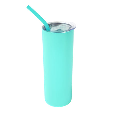 20oz Color Powder Coated Stainless Steel Skinny Tumbler - Teal Swing Design 
