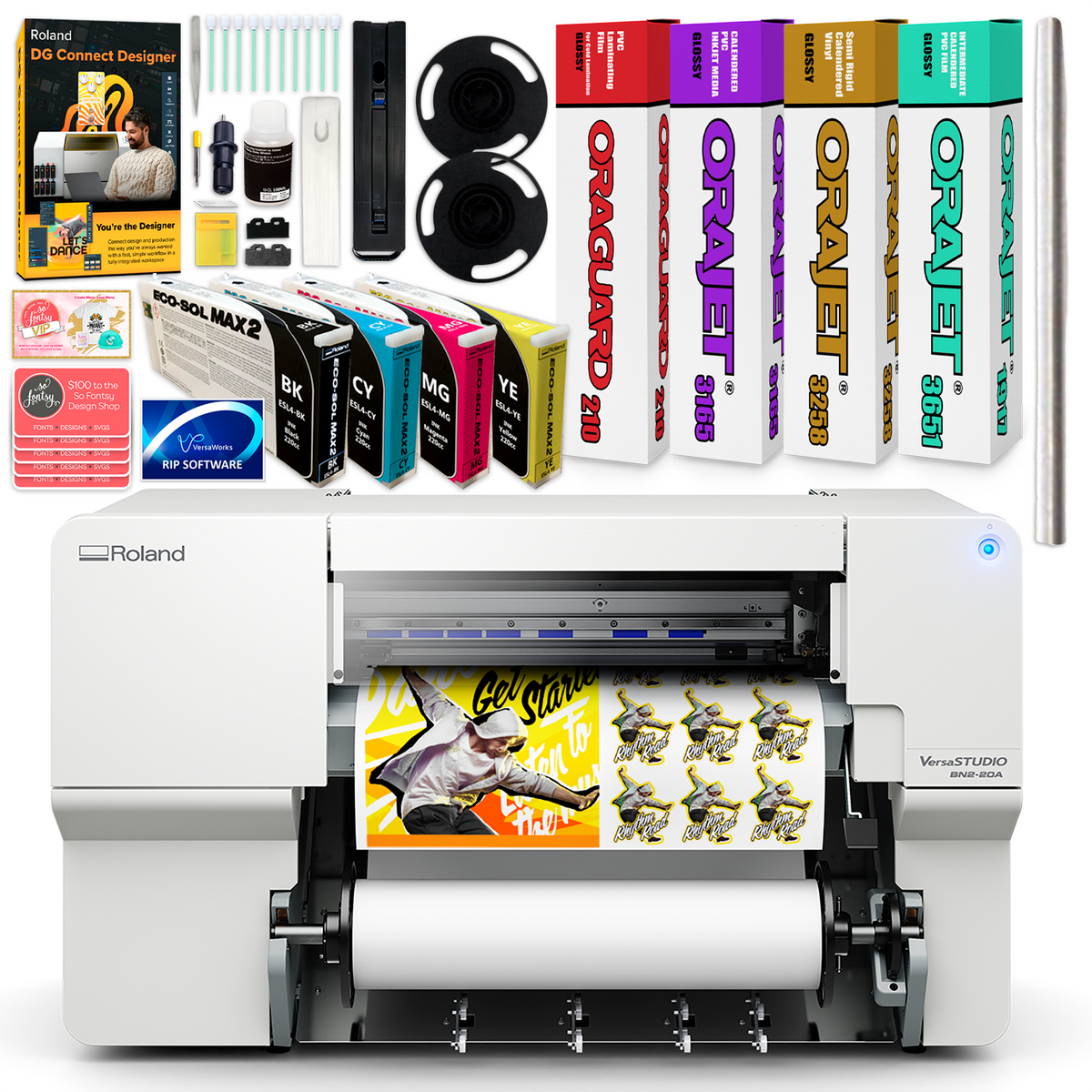 Roland BN2-20A Desktop 20" Eco-Solvent Printer &amp; Cutter w/ CMYK Inks &amp; Media