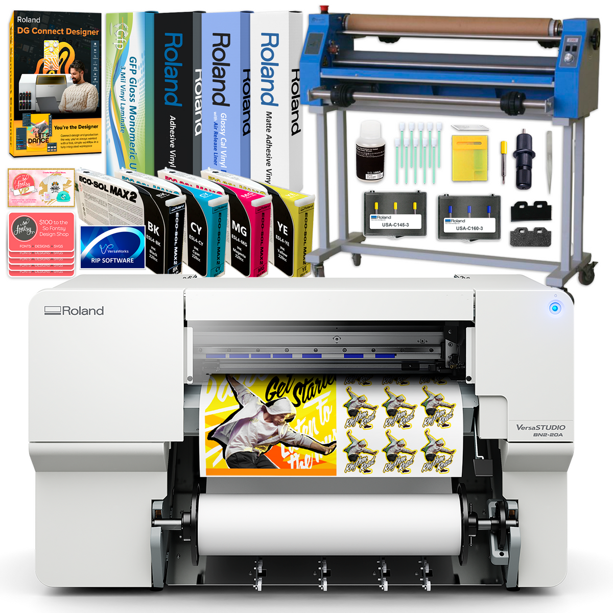 Roland BN2-20A Desktop 20" Eco-Solvent Printer &amp; Cutter w/ Laminator Bundle