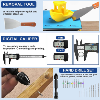 201 Piece 3D Printer Tool Kit, Finishing Kit & Cleaning Kit with Storage Case