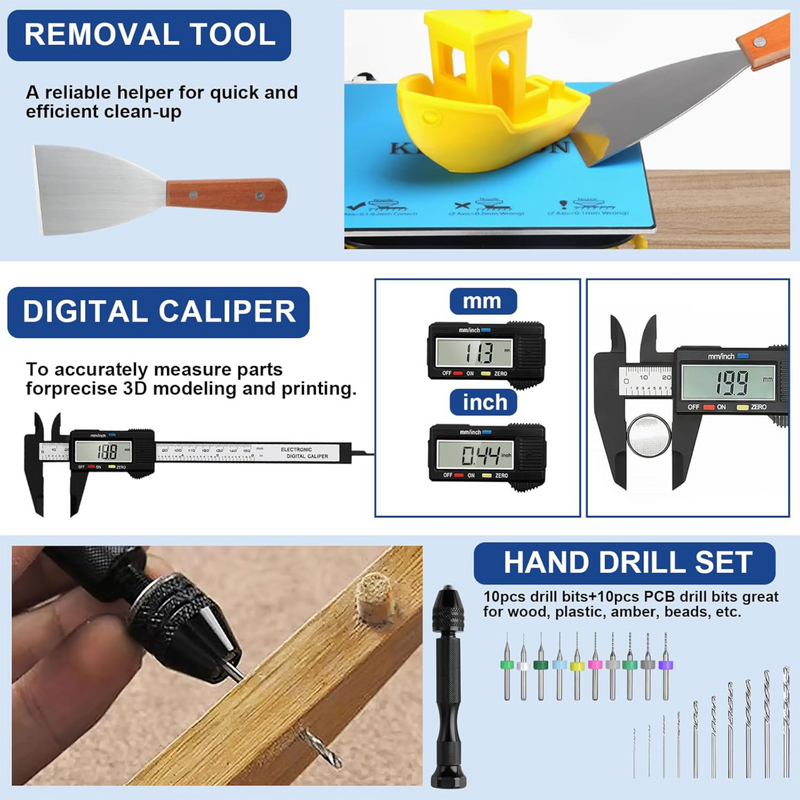 201 Piece 3D Printer Tool Kit, Finishing Kit & Cleaning Kit with Storage Case