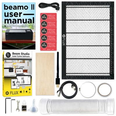 FLUX Beamo II 30W C02 Laser Cutter & Engraver with Riser & 4-in-1 Rotary