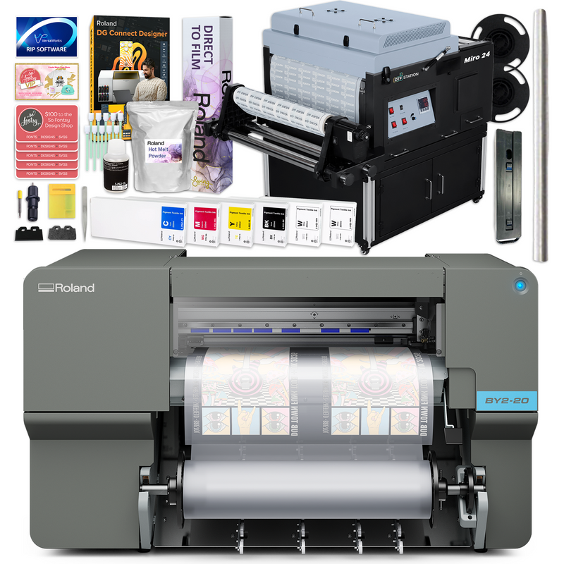 Roland BY2-20 DTF 20" Wide Roll Printer w/ 24" In-Line Oven Shaker Bundle