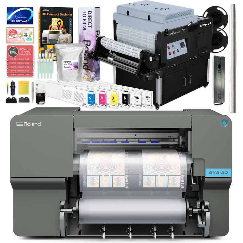 Roland BY2-20 DTF 20" Wide Roll Printer w/ 24" In-Line Oven Shaker Bundle
