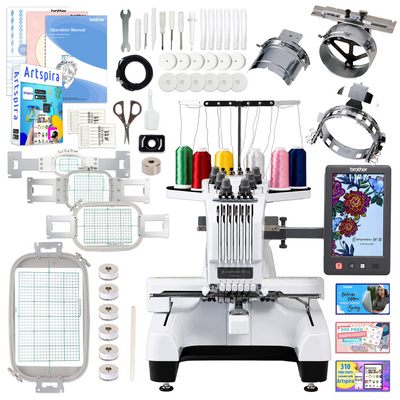 Brother PR680W 6-Needle Embroidery Machine with Hat Hoops Set