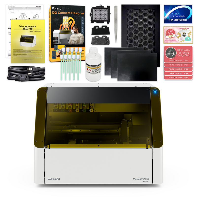 Roland VersaStudio BD-8 Desktop UV Flatbed Printer Bundle with Rotary Rack