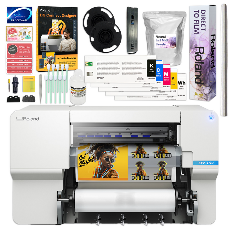 Roland BY-20 Direct to Film (DTF) Printer w/ 24" In-Line Oven Shaker Bundle