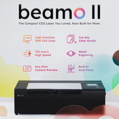 FLUX Beamo II 30W C02 Laser Cutter & Engraver with Beam Air Filter