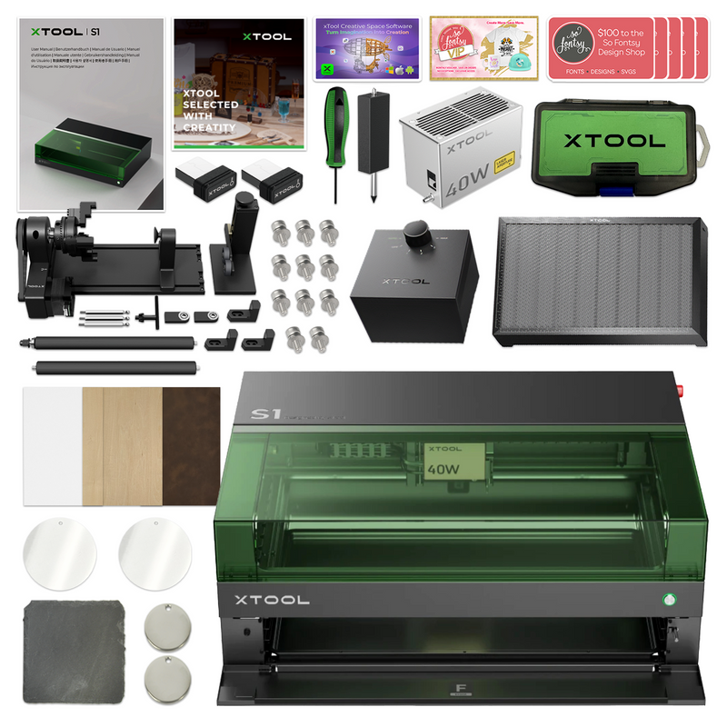 xTool S1 Laser Cutter & Engraver Machine w/ Deluxe IR Laser Engraving Kit