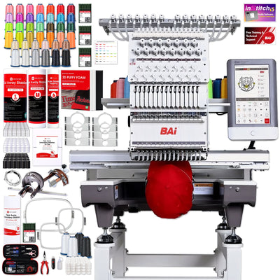BAi MIRROR 15 Needle Commercial Embroidery Machine with Deluxe Bundle BAI Machine Bundles Bai 