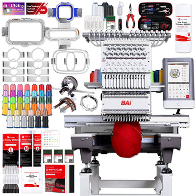 BAi MIRROR 15 Needle Commercial Embroidery Machine with Mighty Hoop Bundle BAI Machine Bundles Bai 