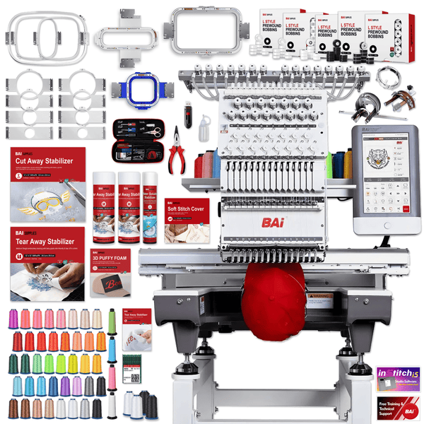 BAi MIRROR 15 Needle Commercial Embroidery Machine with Mighty Hoop Bundle Home Delivery Swing Design 1