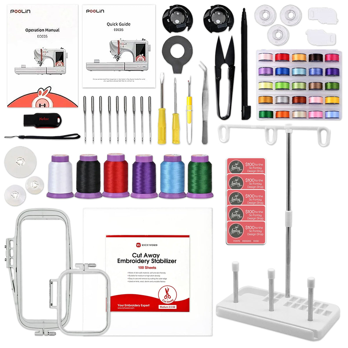 BAi MIRROR 15 Needle Commercial Embroidery Machine with Poolin EOC05 Bundle Brother Sewing Bundle Bai 