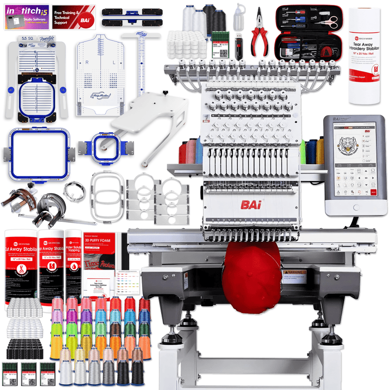 BAi MIRROR 15 Needle Embroidery Machine with Deluxe Mighty Hoop Bundle Home Delivery Swing Design 1