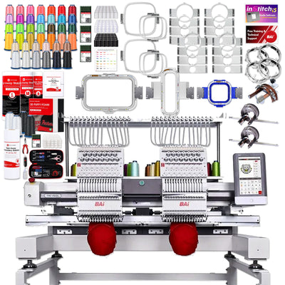 BAi VISION Two Head 15 Needle Embroidery Machine with Mighty Hoop Bundle BAI Machine Bundles Bai 