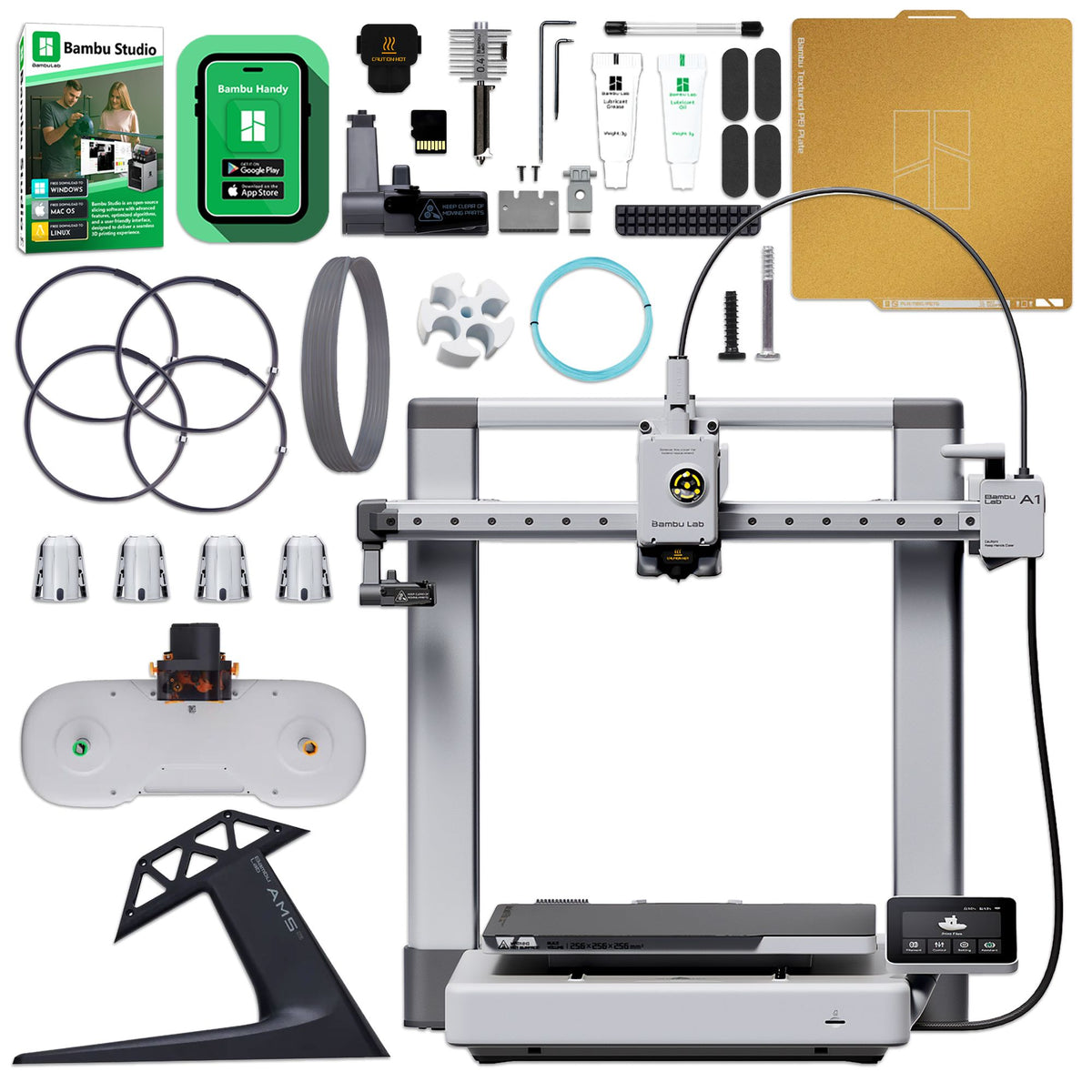 Bambu Lab A1 3D Printer with Filament Rolls, Tool Kit, &amp; AMS System Bambu A1 Combo Printer Bundles Bambu Lab 