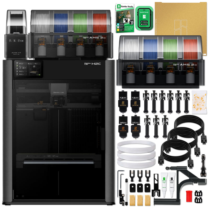 Bambu Lab H2C Dual Head 3D Printer with Vortek Full Expansion Kit Bambu H2C 3D Printer Bundle Bambu Lab 