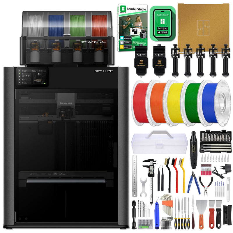Bambu Lab H2C Dual Head Vortek 3D Printer with Filament, Tool Kit, AMS 2 System 3D Printer Bundle Bambu Lab 