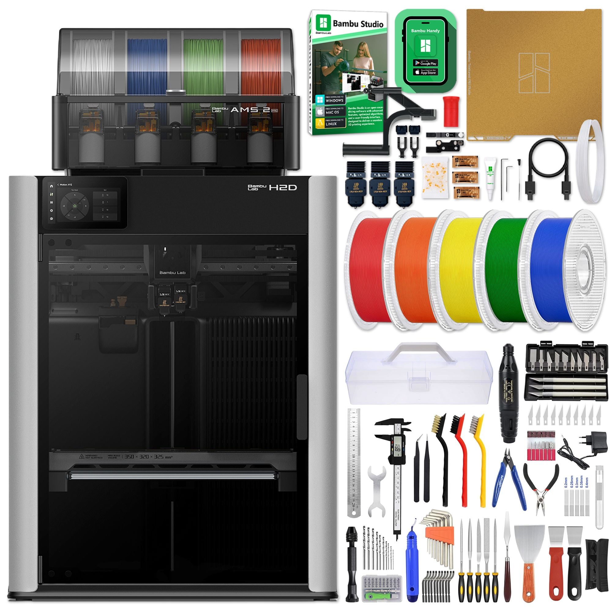 Bambu Lab H2D Dual Head 3D Printer Bundle with Filament, Tool Kit, AMS 2 System 3D Printer Bundle Bambu Lab 