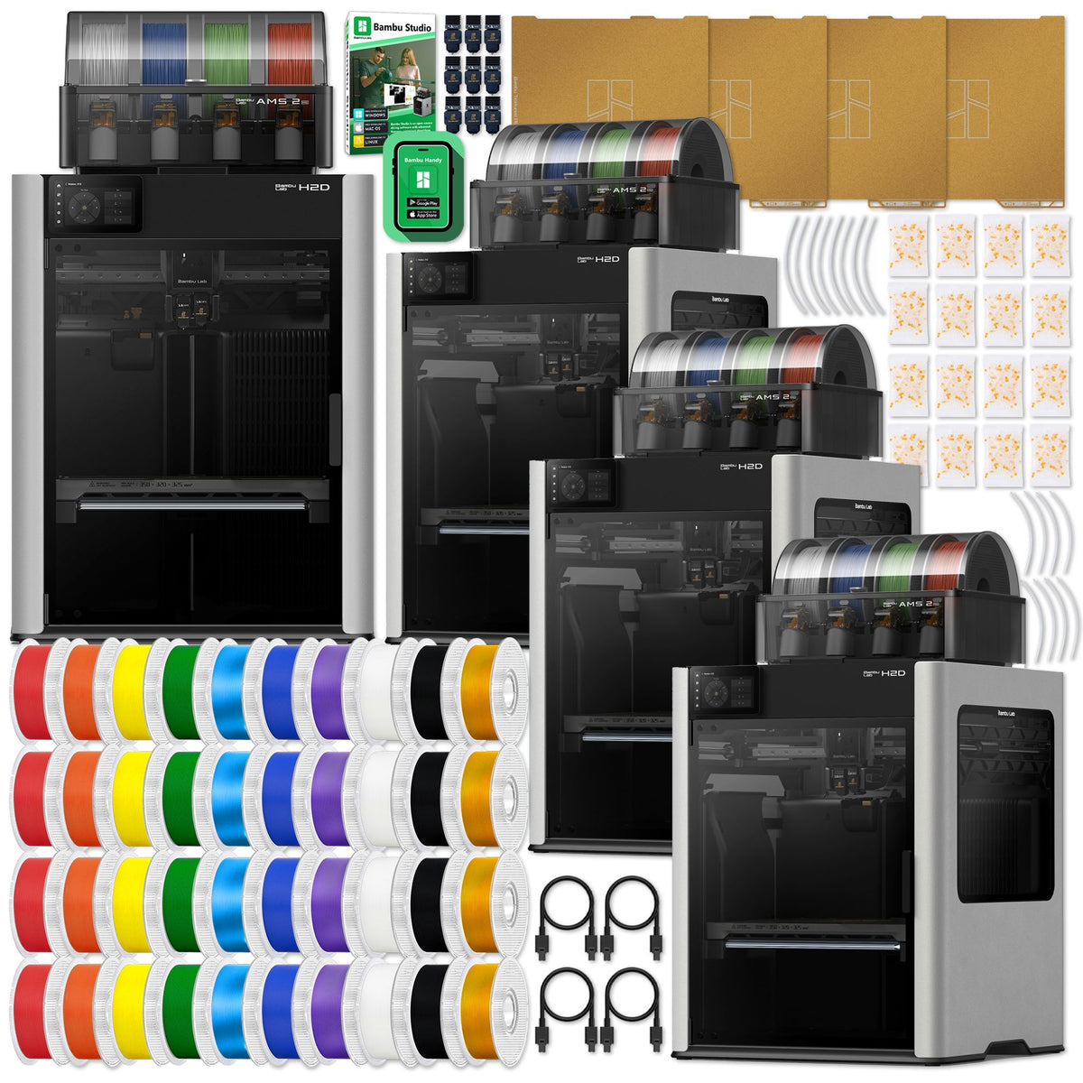 Bambu Lab H2D Dual Head 3D Printer Enterprise Bundle - 4 Printers & Filament Swing Design 