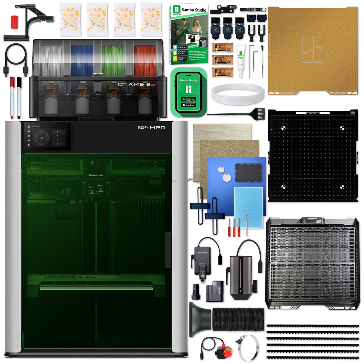 Bambu Lab H2D Dual Head 3D Printer with 10W/40W Laser, AMS, &amp; Filament Bundle 3D Printer Bundle Bambu Lab 