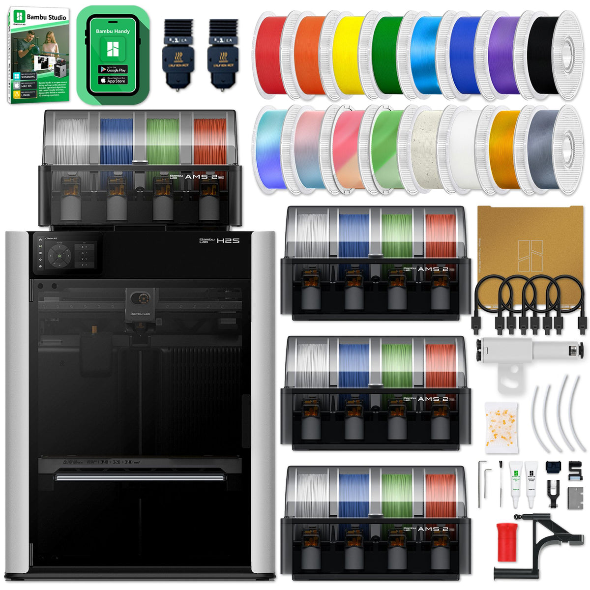 Bambu Lab H2S 3D Printer Bundle with with 16 Color AMS 2 PRO System 3D Printer Bundle Bambu Lab 