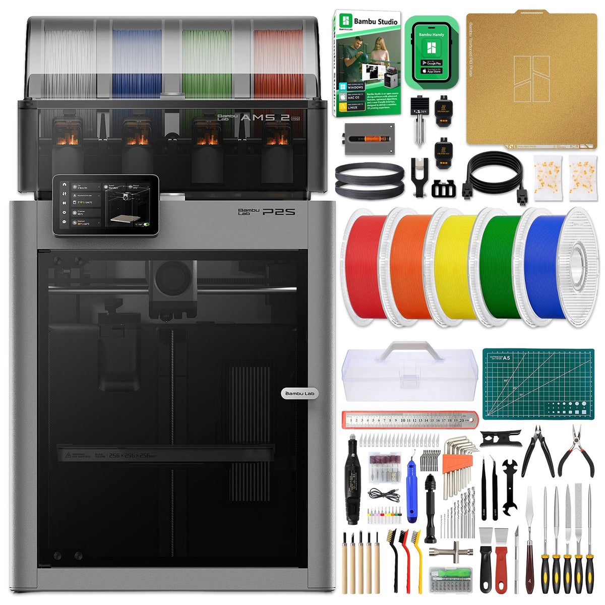 Bambu Lab P2S 3D Printer Bundle with Filament, Tool Kit, AMS 2 PRO System Bambu P2S 3D Printer Bundle Bambu Lab 