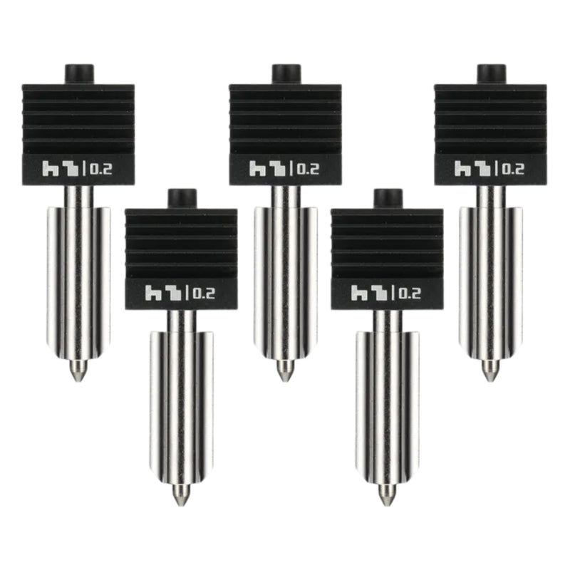 Bambu Lab Standard Flow 0.2mm Hardened Steel Nozzle Hotend for H2 & P2 Series 3D Printer Bambu Lab Set of 5 Nozzles 