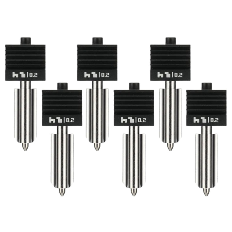 Bambu Lab Standard Flow 0.2mm Hardened Steel Nozzle Hotend for H2 & P2 Series 3D Printer Bambu Lab Set of 6 Nozzles 