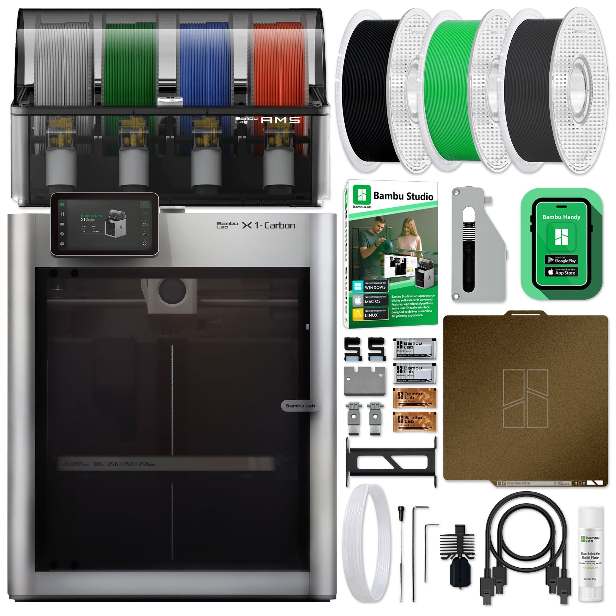 Bambu Lab X1C Carbon 3D Printer Base Bundle with 4 Spool AMS System 3D Printer Bundle Bambu Lab 