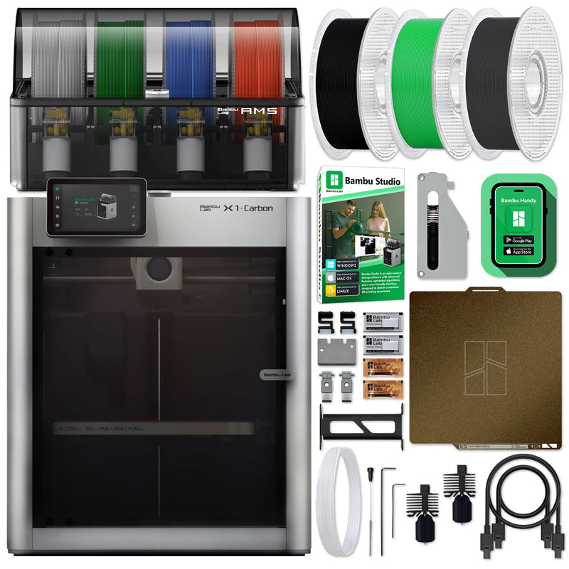 Bambu Lab X1C Carbon 3D Printer Base Bundle with 4 Spool AMS System 3D Printer Bundle Bambu Lab 