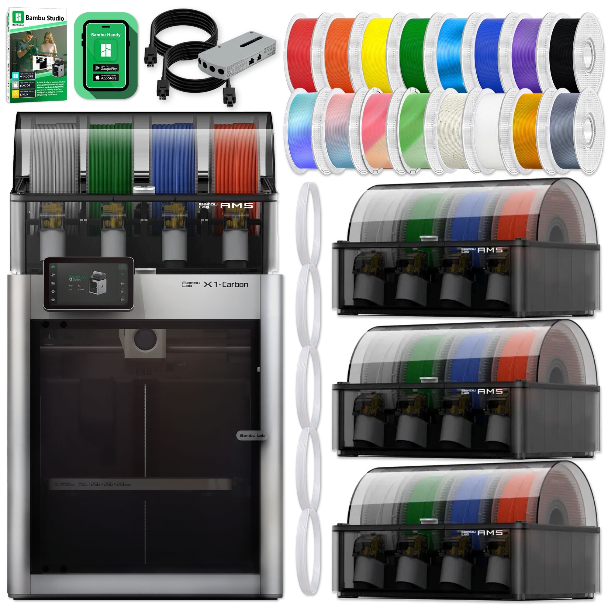 Bambu Lab X1C Carbon 3D Printer Bundle with 16 Color AMS System Bundle 3D Printer Bundle Bambu Lab 
